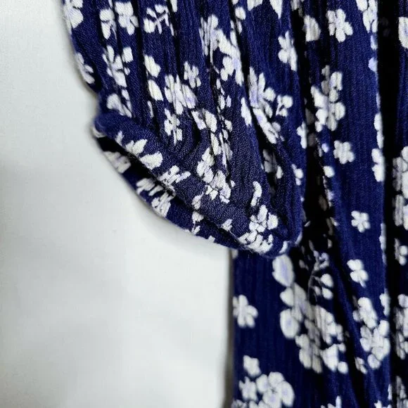 OLD NAVY Long Sleeve Dress size S NAVY BLUE & WHITE Floral Boho Peasant Casual - Picture 3 of 7